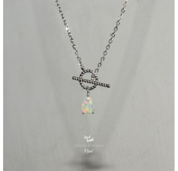 October Birthstone- Australia Droplet Opal Necklace 